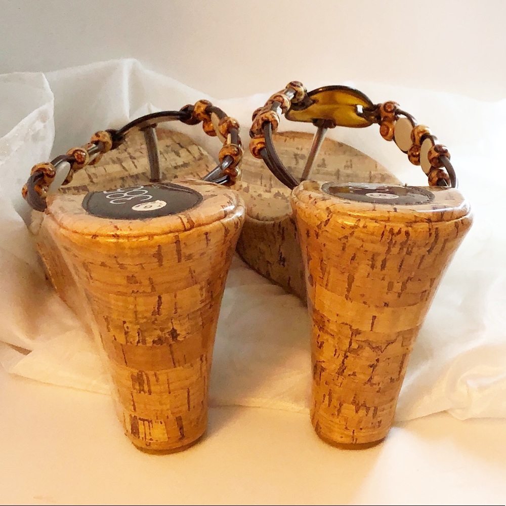 385 Fifth brown shell wedge sandals - Picture 3 of 6